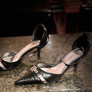 Elegant Black Heels with Silver Accents